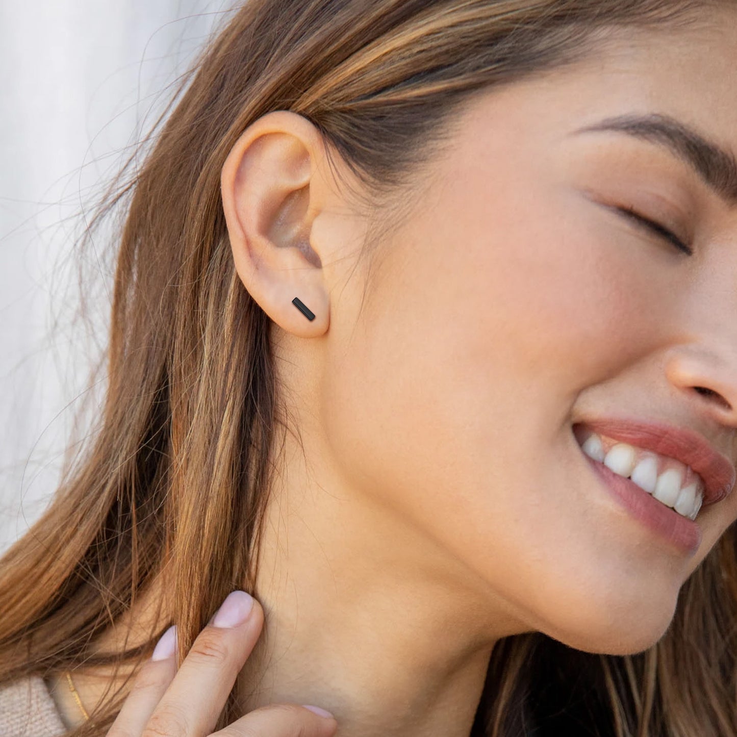 FaithHeart 925 Sterling Silver Minimalist Dainty Simple Bar Stud Earrings FaithHeart