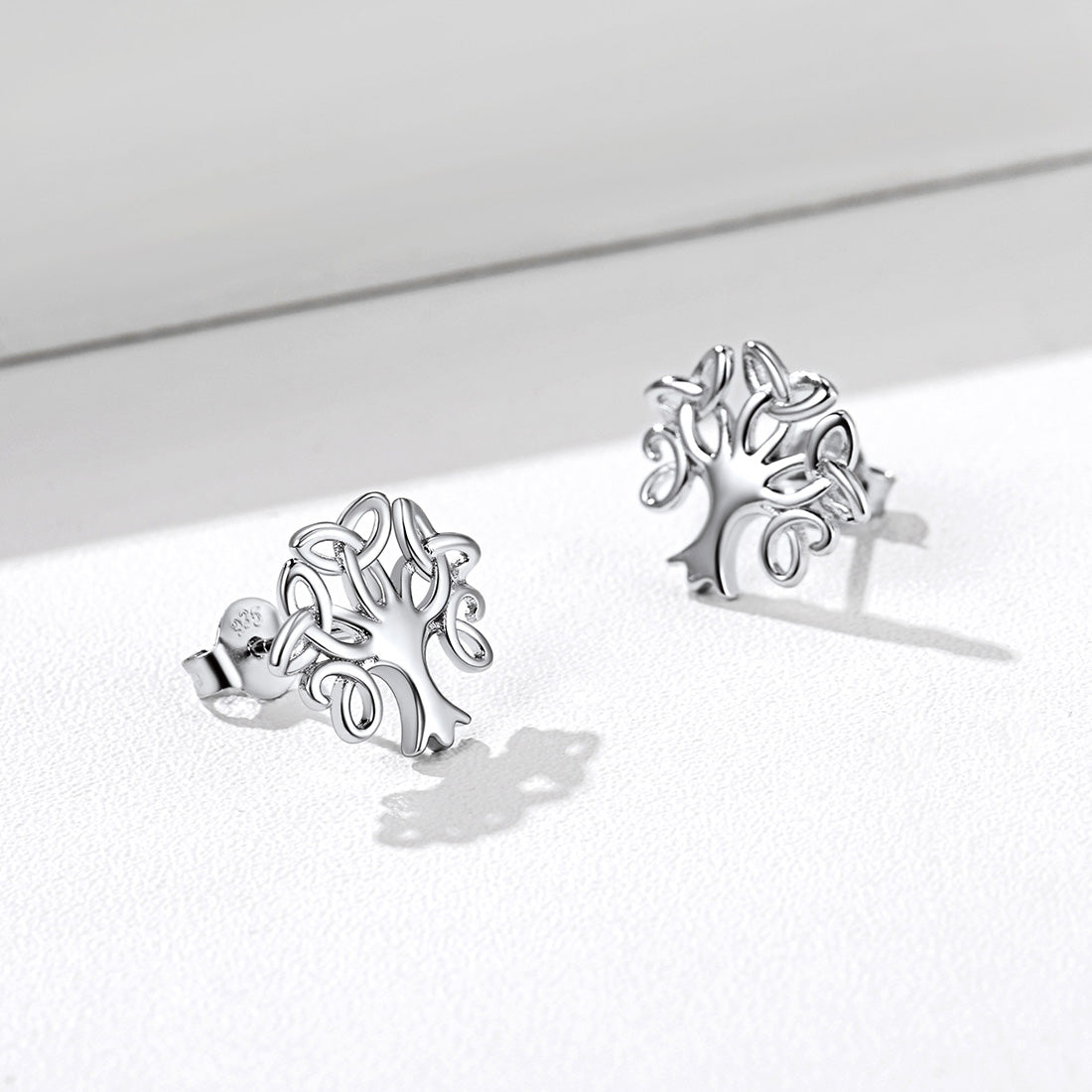 FaithHeart Sterling Silver Celtic Knot Tree of Life Stud Earrings FaithHeart