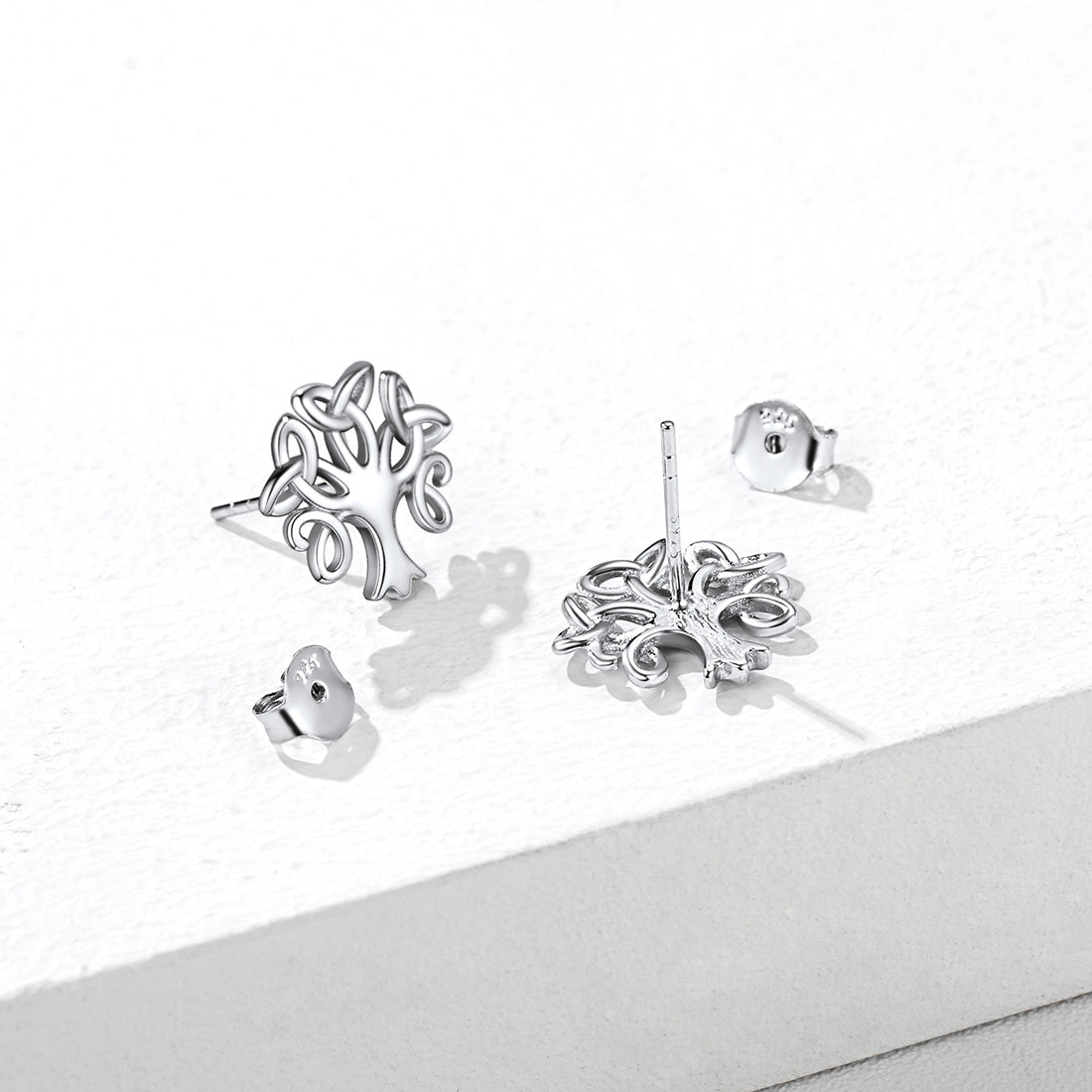 FaithHeart Sterling Silver Celtic Knot Tree of Life Stud Earrings FaithHeart