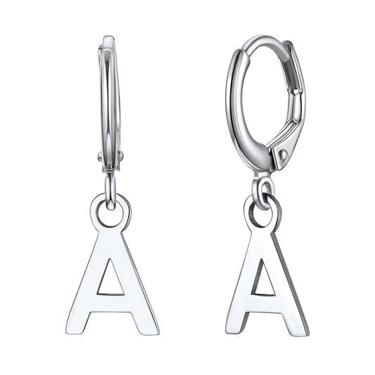 S925 Silver Initial Letter Dangle Earrings Gift for Women Menimg