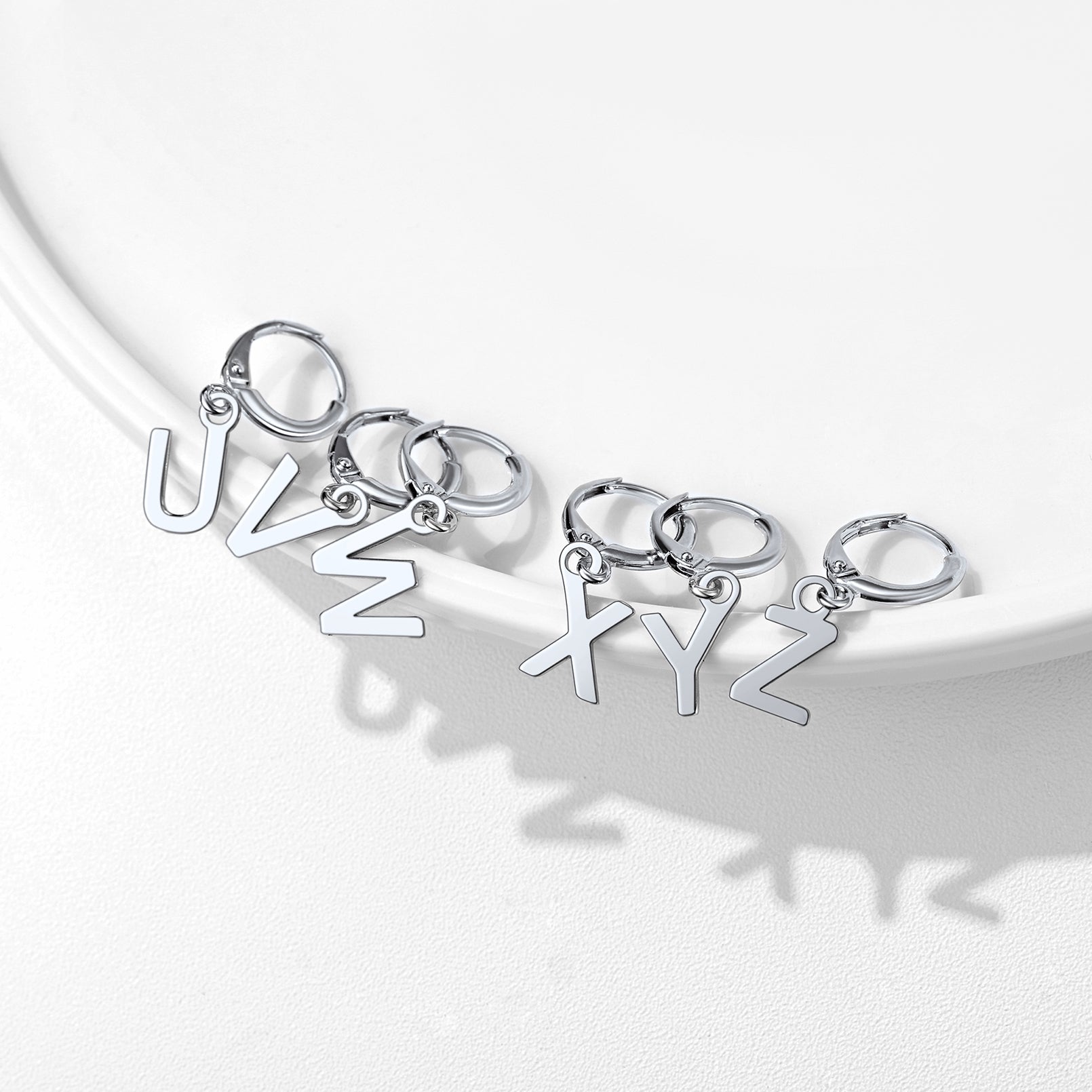 S925 Silver Initial Letter Dangle Earrings Gift for Women Men