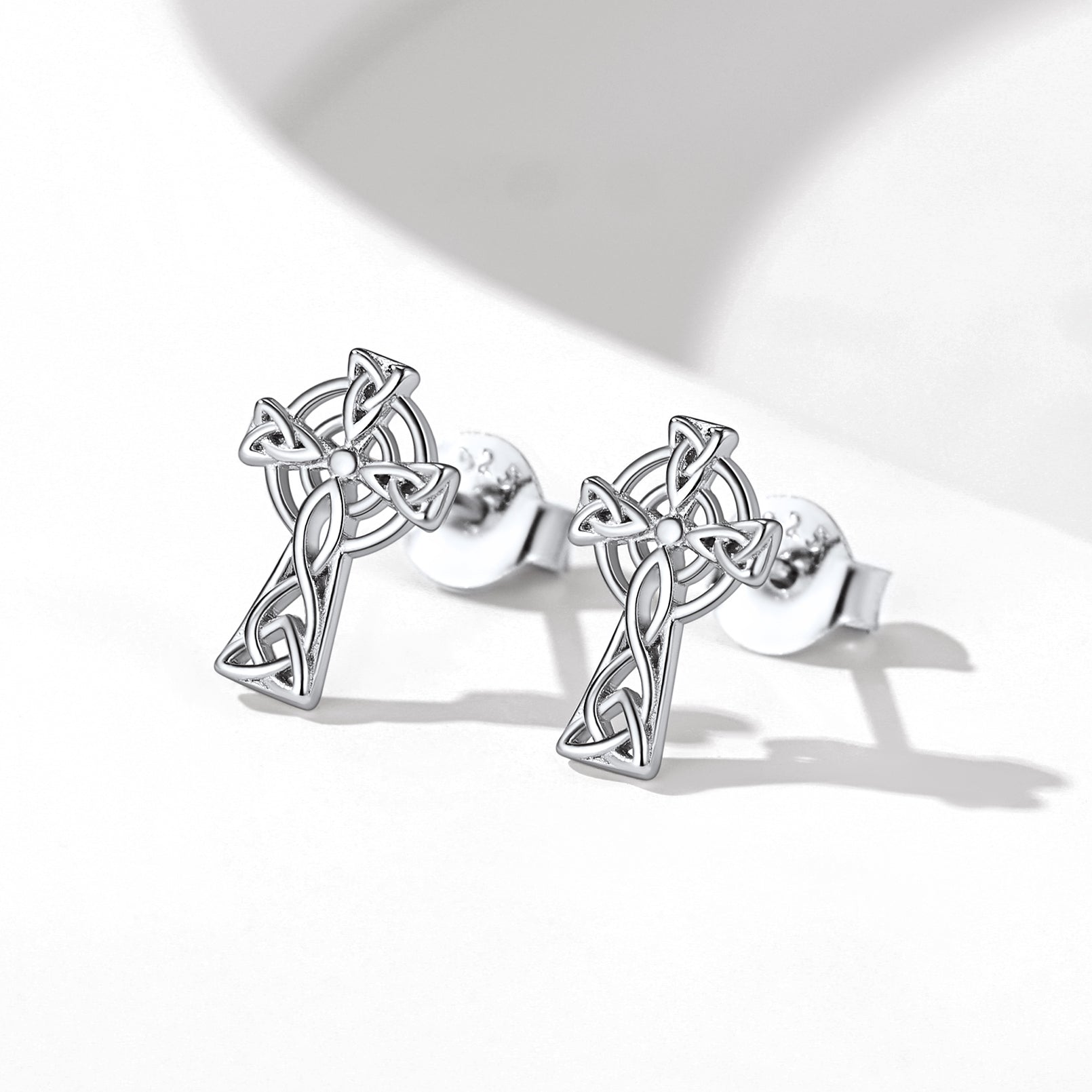 FaithHeart Sterling Silver Celtic Knot Cross Stud Earrings FaithHeart Jewelry