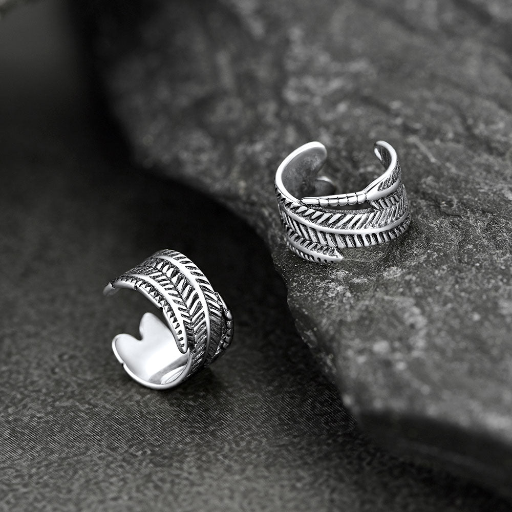 FaithHeart 925 Sterling Silver Feather Ear Cuff Earrings Non-Piercing Cuff Earrings FaithHeart