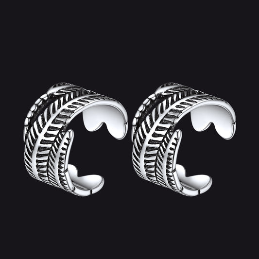 FaithHeart 925 Sterling Silver Feather Ear Cuff Earrings Non-Piercing Cuff Earrings FaithHeartimg