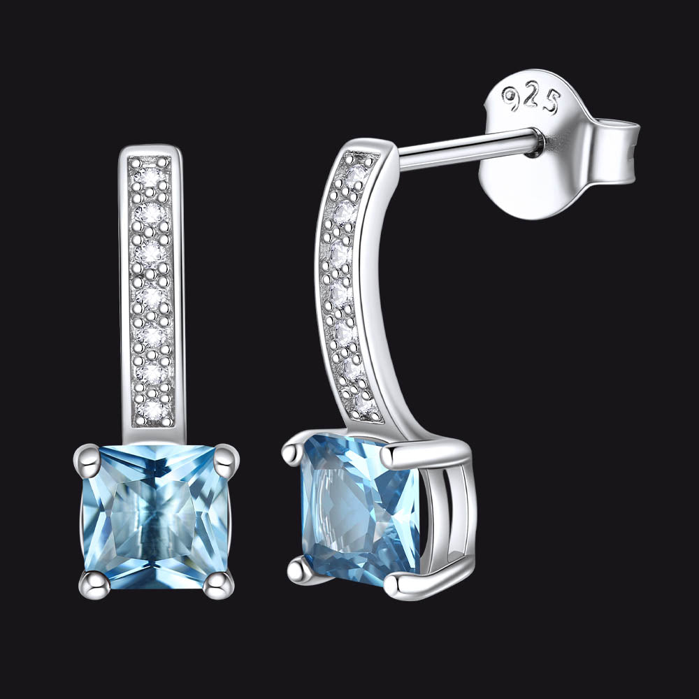FaithHeart Dainty Birthstone Stud Drop Earrings for Women in Sterling Silver FaithHeart