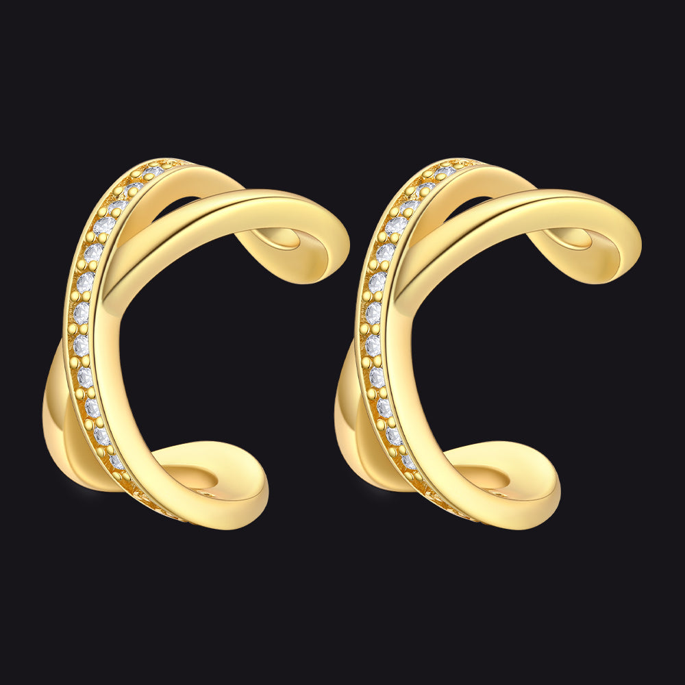 925 Sterling Silver CZ Ear Cuff Earrings for Women