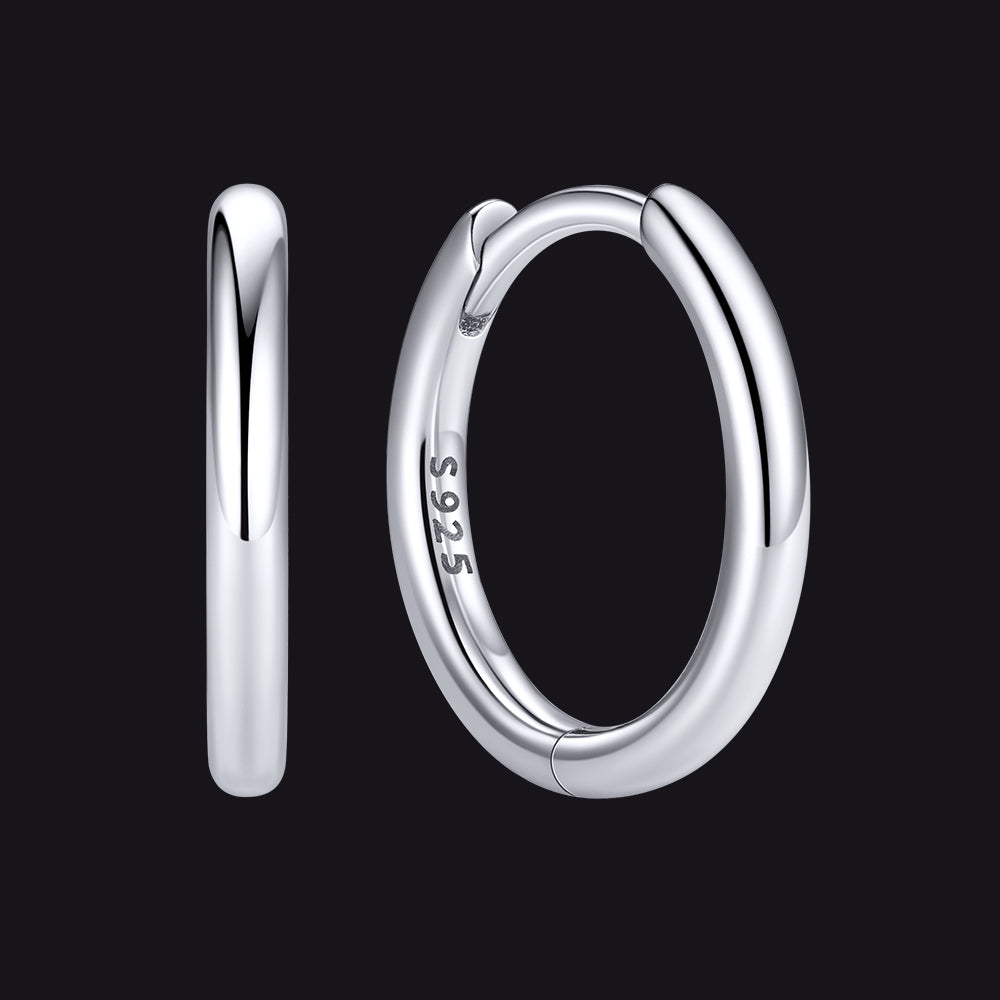 Silver 925 Sterling Silver Huggie Hoop Earring ¨C 10 mm Inner Diameter
