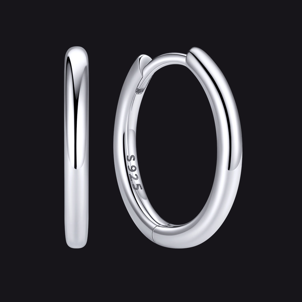 Silver 925 Sterling Silver Huggie Hoop Earring ¨C 12 mm Inner Diameter