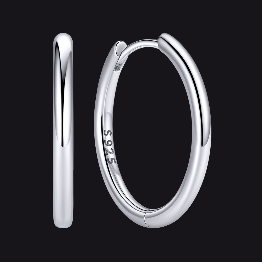 Silver 925 Sterling Silver Huggie Hoop Earring ¨C 16 mm Inner Diameter