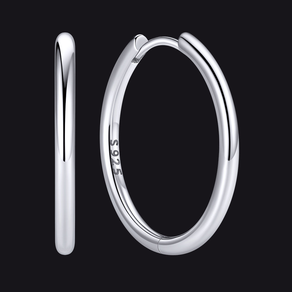 Silver 925 Sterling Silver Huggie Hoop Earring ¨C 18 mm Inner Diameter