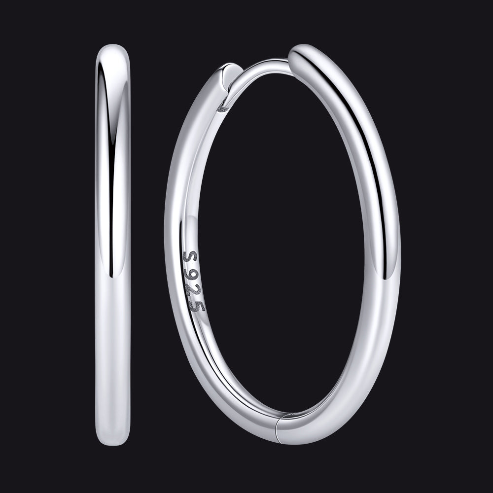Silver 925 Sterling Silver Huggie Hoop Earring ¨C 20 mm Inner Diameter