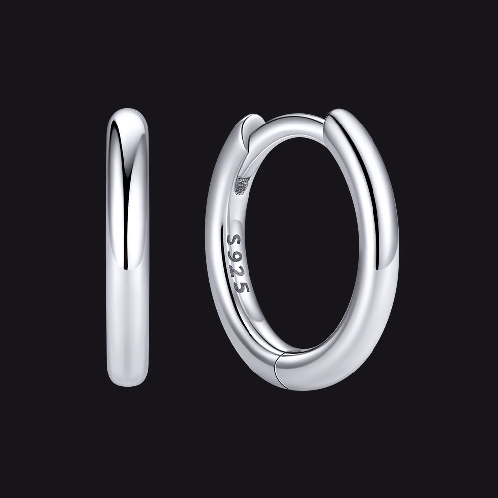 Silver 925 Sterling Silver Huggie Hoop Earring ¨C 8 mm Inner Diameter