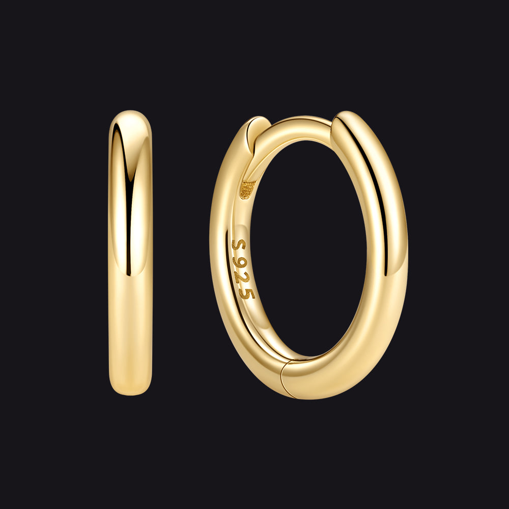 Gold 925 Sterling Silver Huggie Hoop Earring ¨C 8 mm Inner Diameter