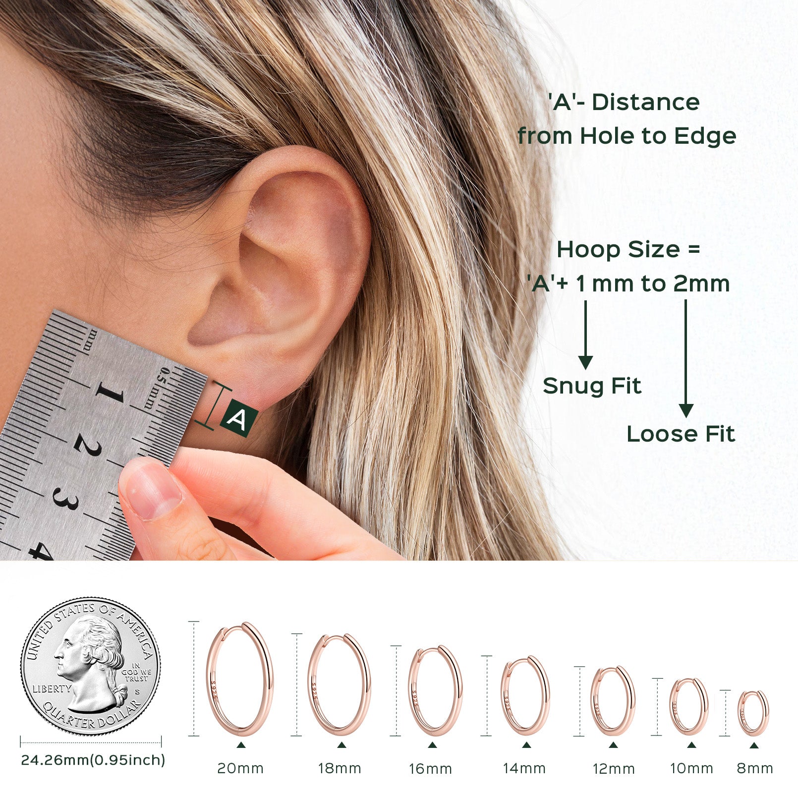 925 Sterling Silver Huggie Hoop Earring