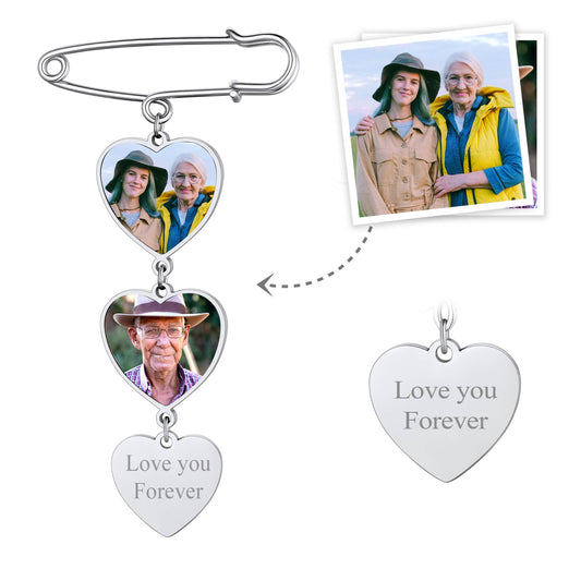 Personalized Heart Bouquet Photo Brooch Pins Wedding 1-3 Picturesimg