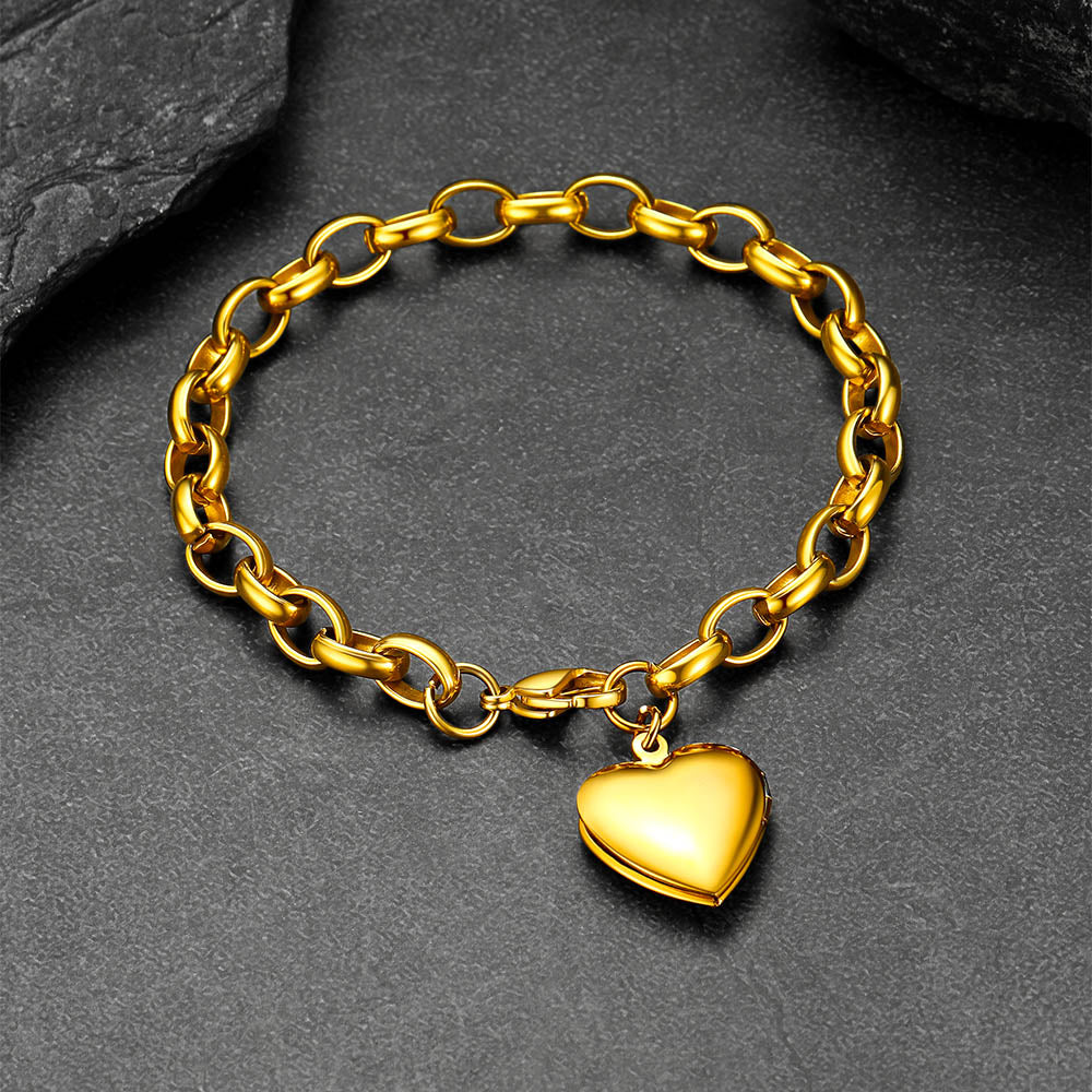 Personalized Heart Picture Locket Bracelets Memorial Gift for Women