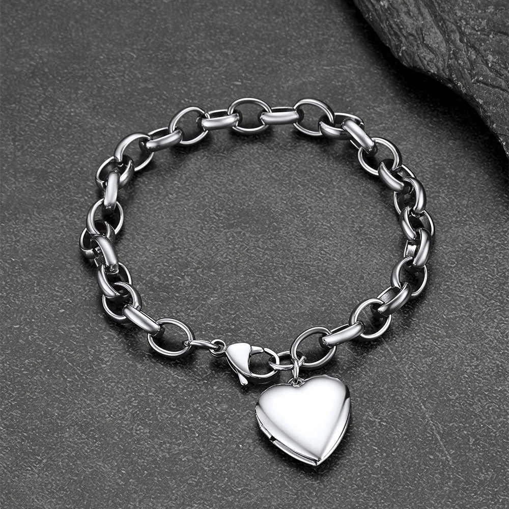 Personalized Heart Picture Locket Bracelets Memorial Gift for Women