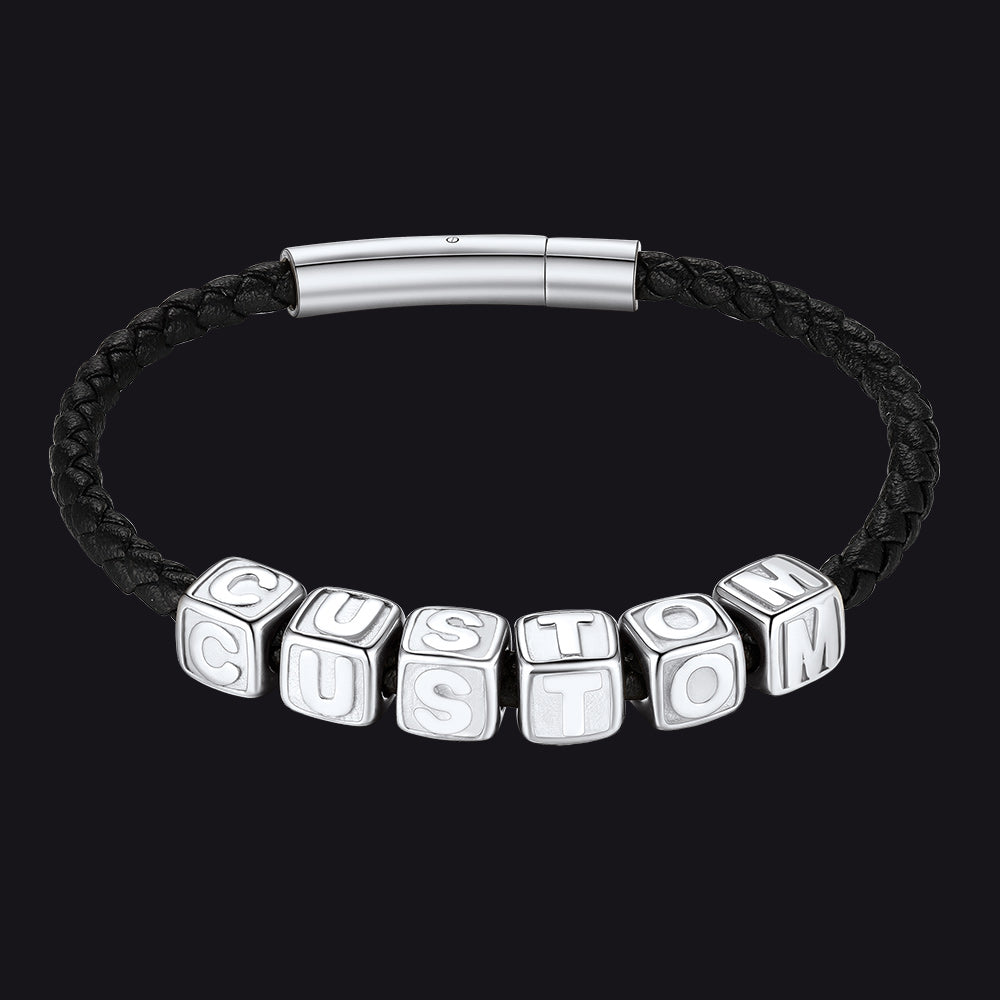 Personalized beaded braided rope bracelet for men steel