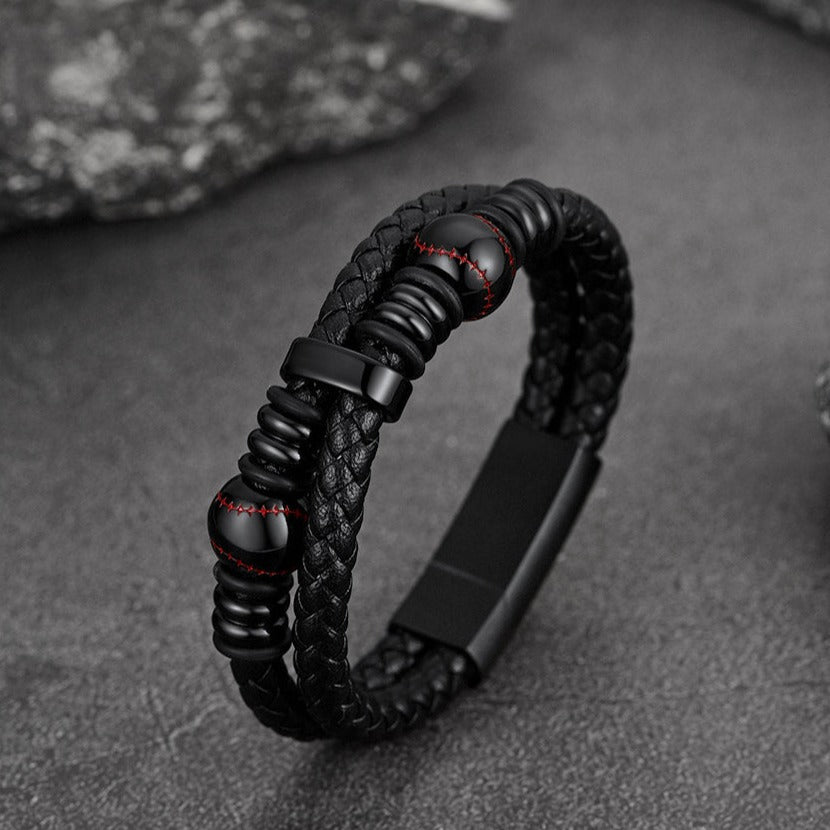 Sport Baseball Leather Cuff Bracelet Braided for Men FaithHeart