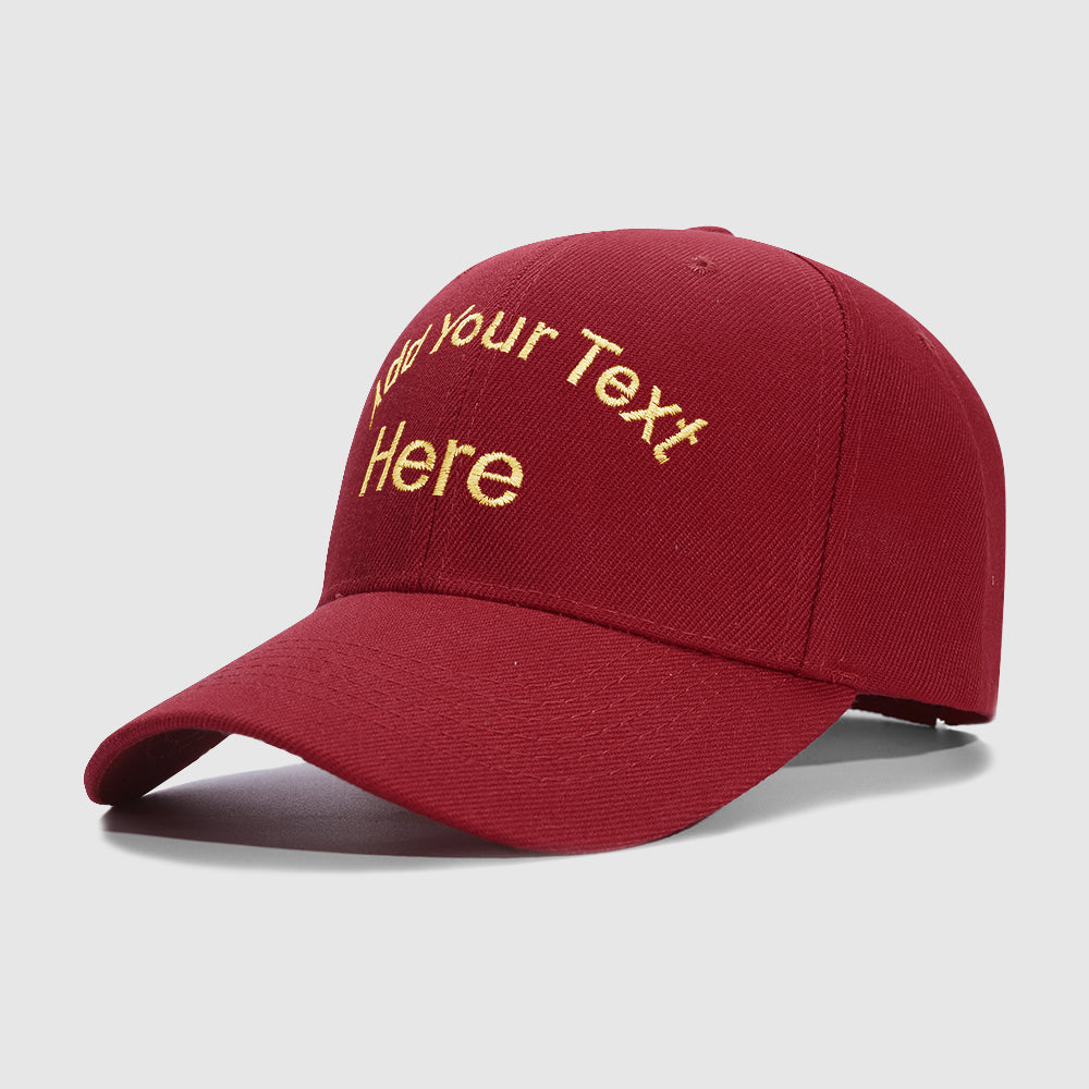 Dark Red Curved and Straight Text Custom Embroidery Baseball Cap for Men Women