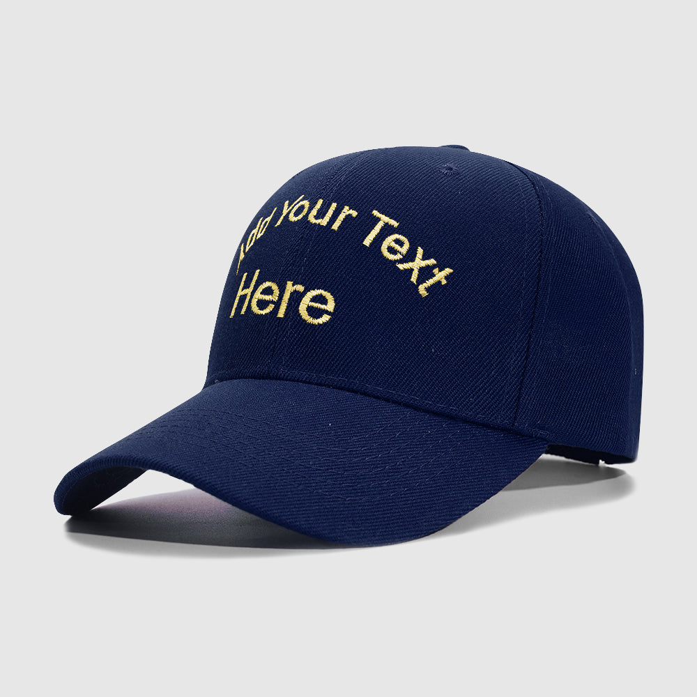 Navy Curved and Straight Text Custom Embroidery Baseball Cap for Men Women