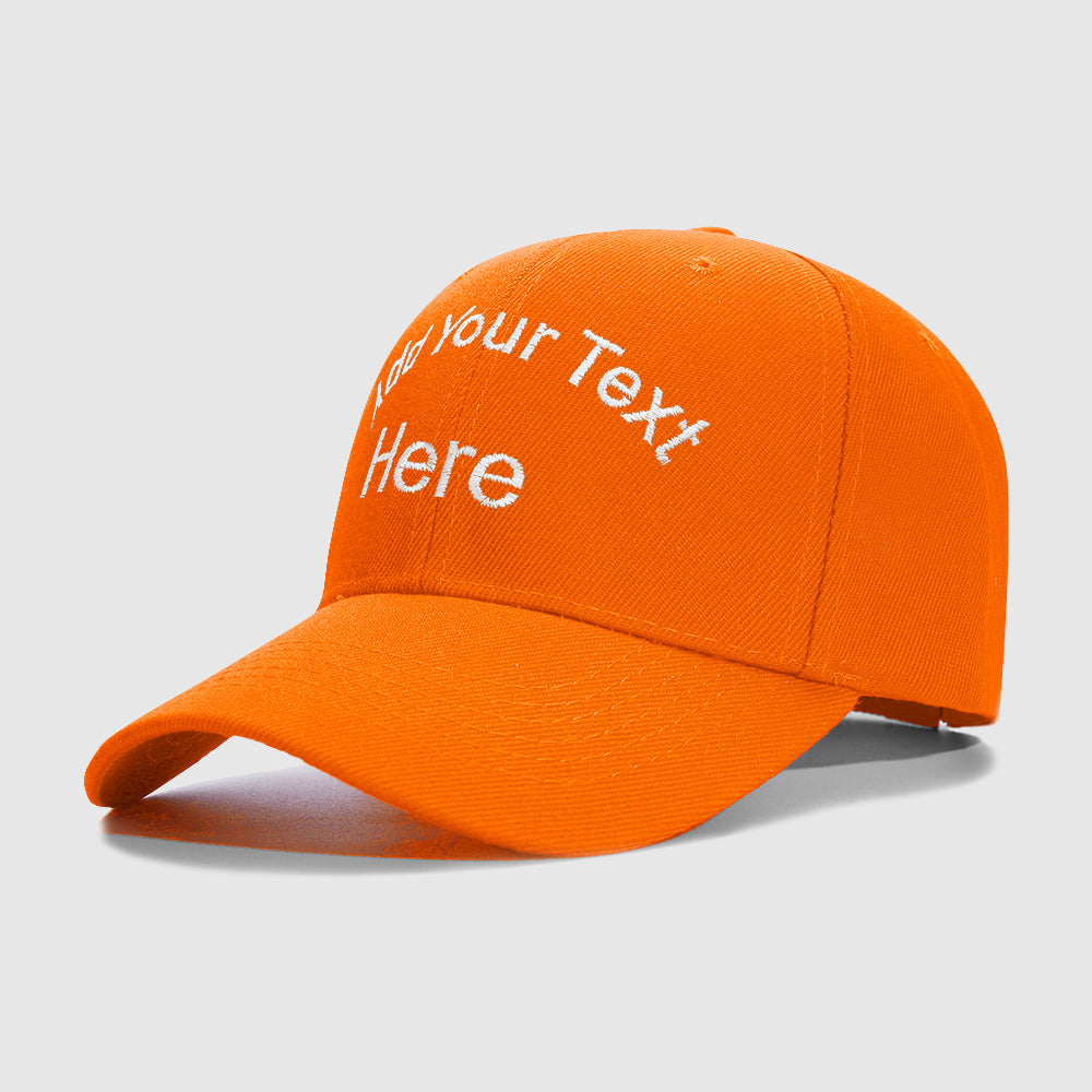 Orange Curved and Straight Text Custom Embroidery Baseball Cap for Men Women
