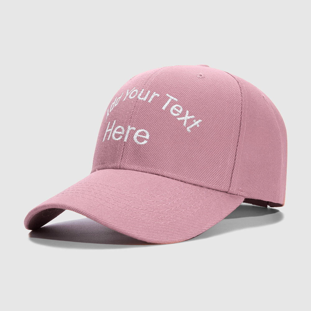 Pink Curved and Straight Text Custom Embroidery Baseball Cap for Men Women