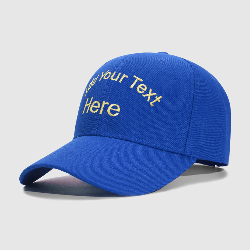 Blue Curved and Straight Text Custom Embroidery Baseball Cap for Men Women