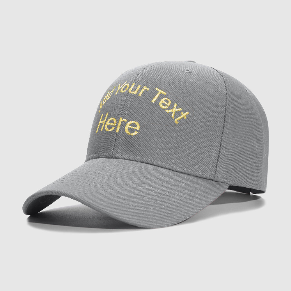 Grey Curved and Straight Text Custom Embroidery Baseball Cap for Men Women