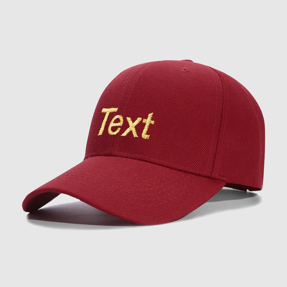 Dark Red 1 Line Text Custom Embroidery Baseball Cap for Men Women