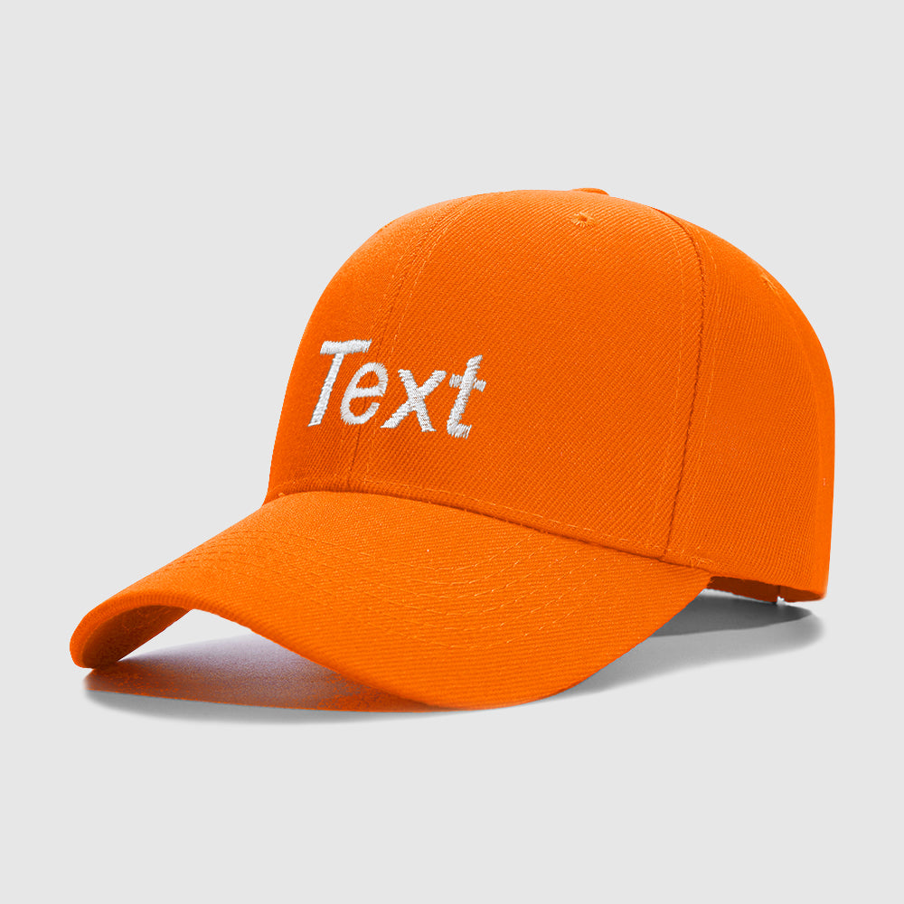 Orange 1 Line Text Custom Embroidery Baseball Cap for Men Women