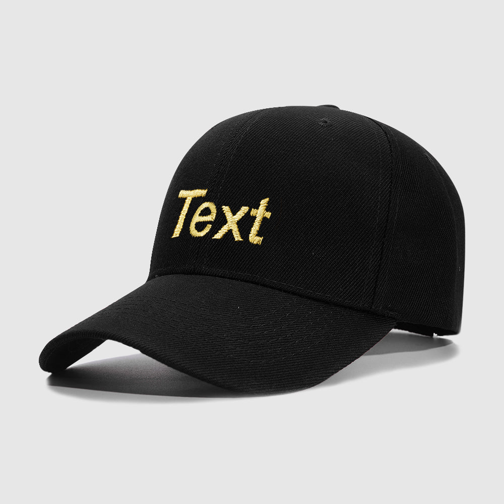 Black 1 Line Text Custom Embroidery Baseball Cap for Men Women