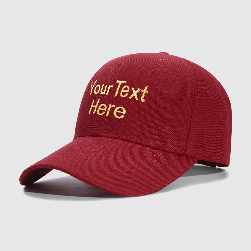 Dark Red 2 Line Text Custom Embroidery Baseball Cap for Men Women