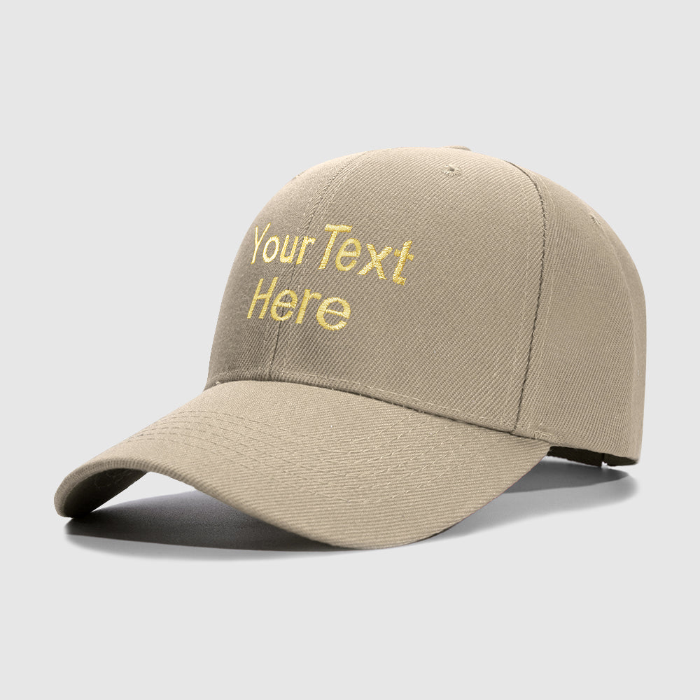 Khaki 2 Line Text Custom Embroidery Baseball Cap for Men Women