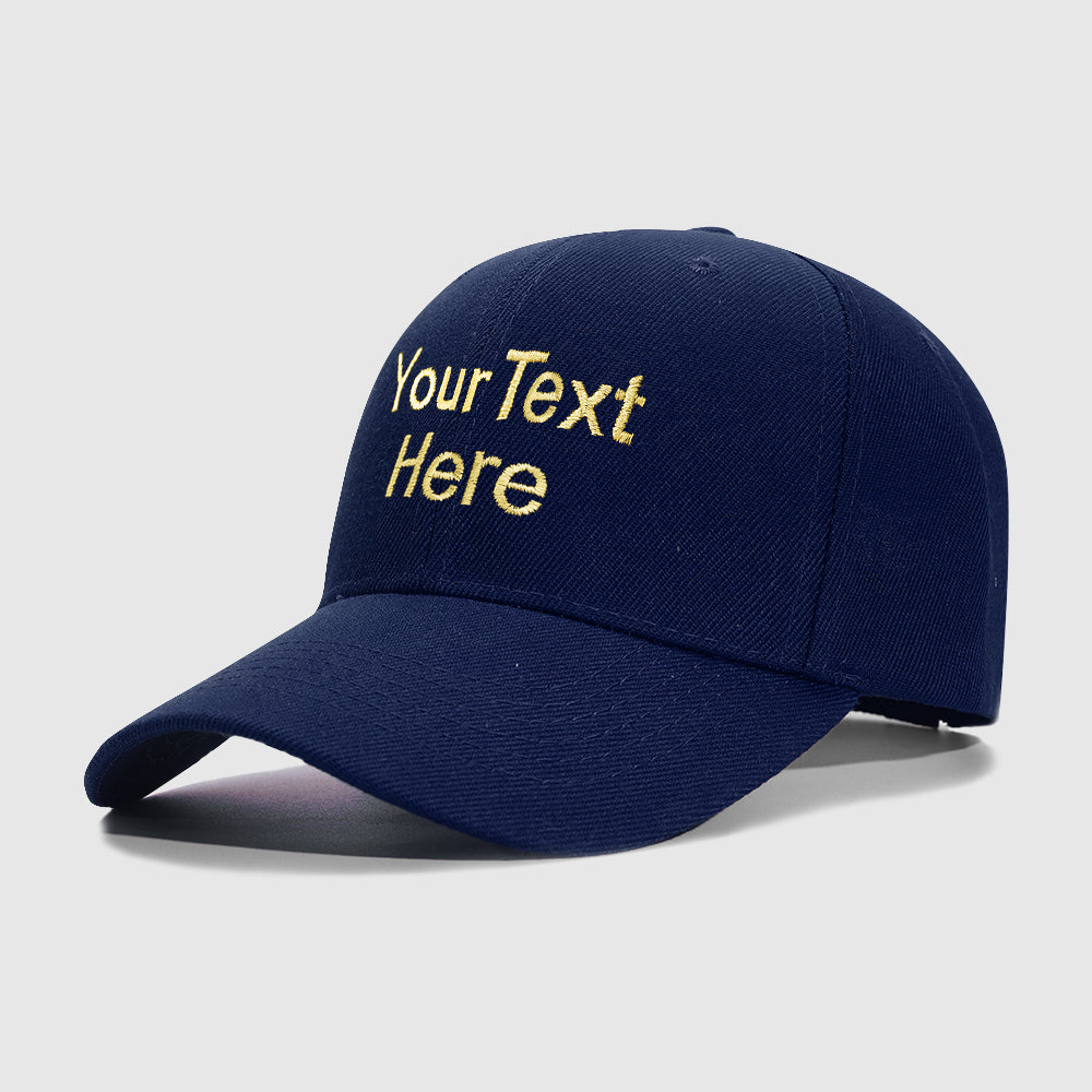 Navy 2 Line Text Custom Embroidery Baseball Cap for Men Women