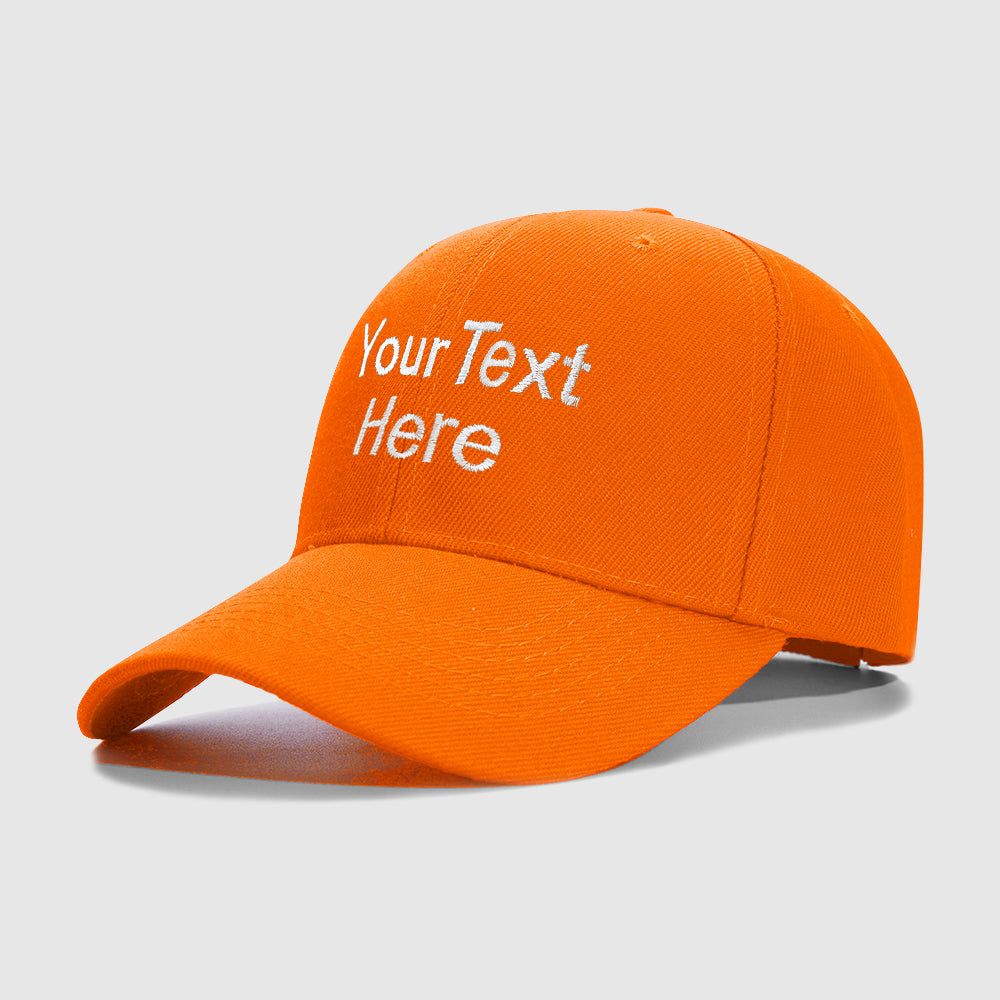 Orange 2 Line Text Custom Embroidery Baseball Cap for Men Women