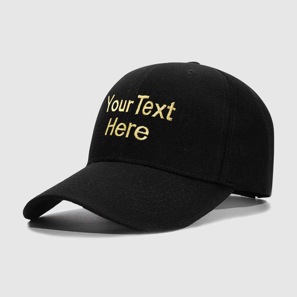 Black 2 Line Text Custom Embroidery Baseball Cap for Men Women