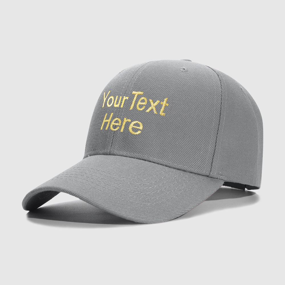 Grey 2 Line Text Custom Embroidery Baseball Cap for Men Women