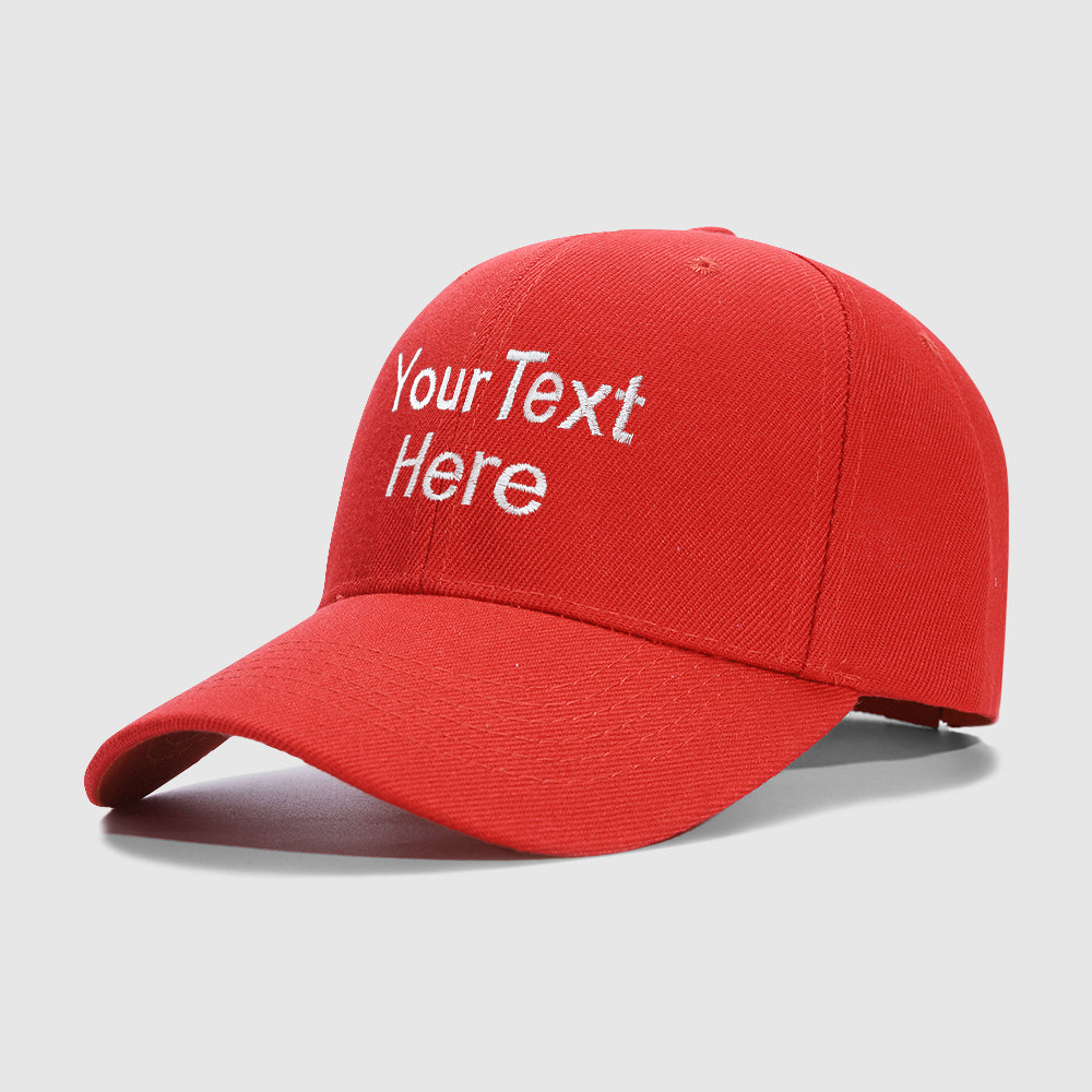 Red 2 Line Text Custom Embroidery Baseball Cap for Men Women