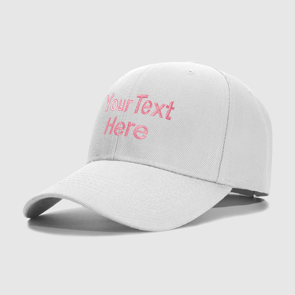 White 2 Line Text Custom Embroidery Baseball Cap for Men Women