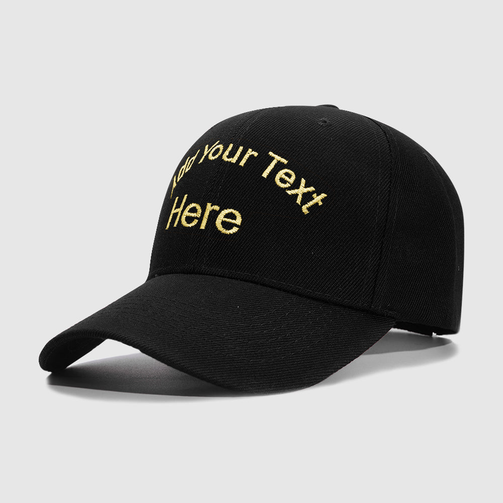 Black Curved and Straight Text Custom Embroidery Baseball Cap for Men Women