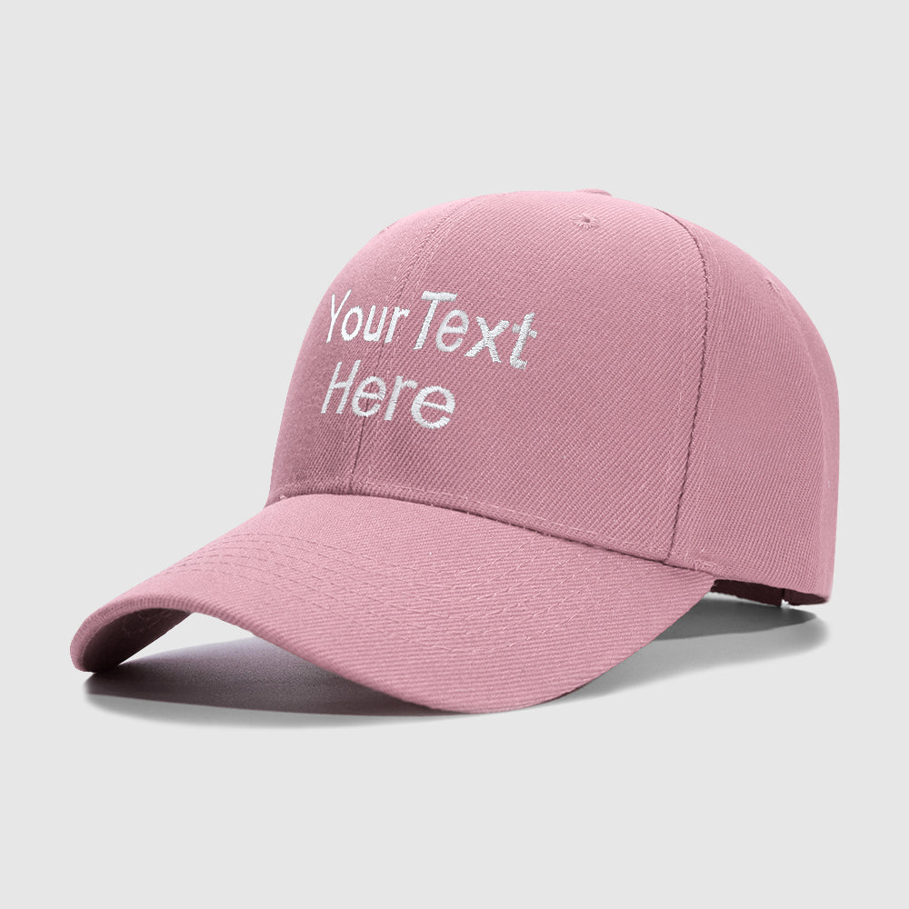 Pink 2 Line Text Custom Embroidery Baseball Cap for Men Women