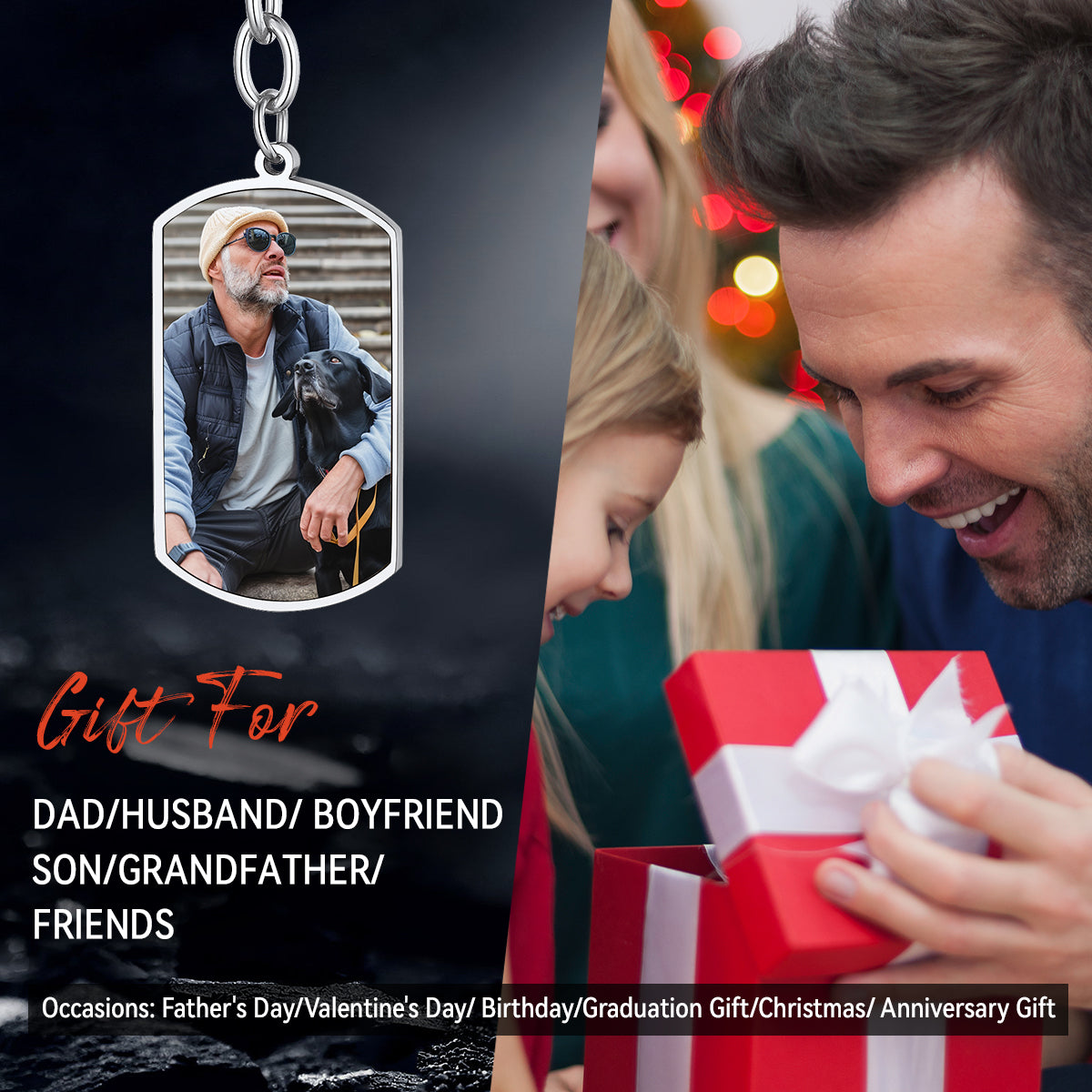 Personalized Dog Tag Keychain With Picture for Men Women FaithHeart Jewelry