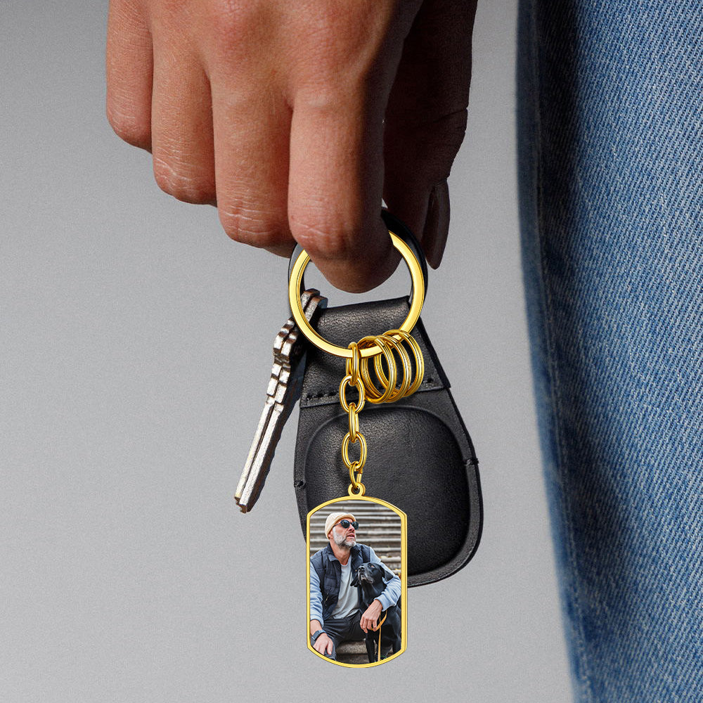 Personalized Dog Tag Keychain With Picture for Men Women FaithHeart Jewelry