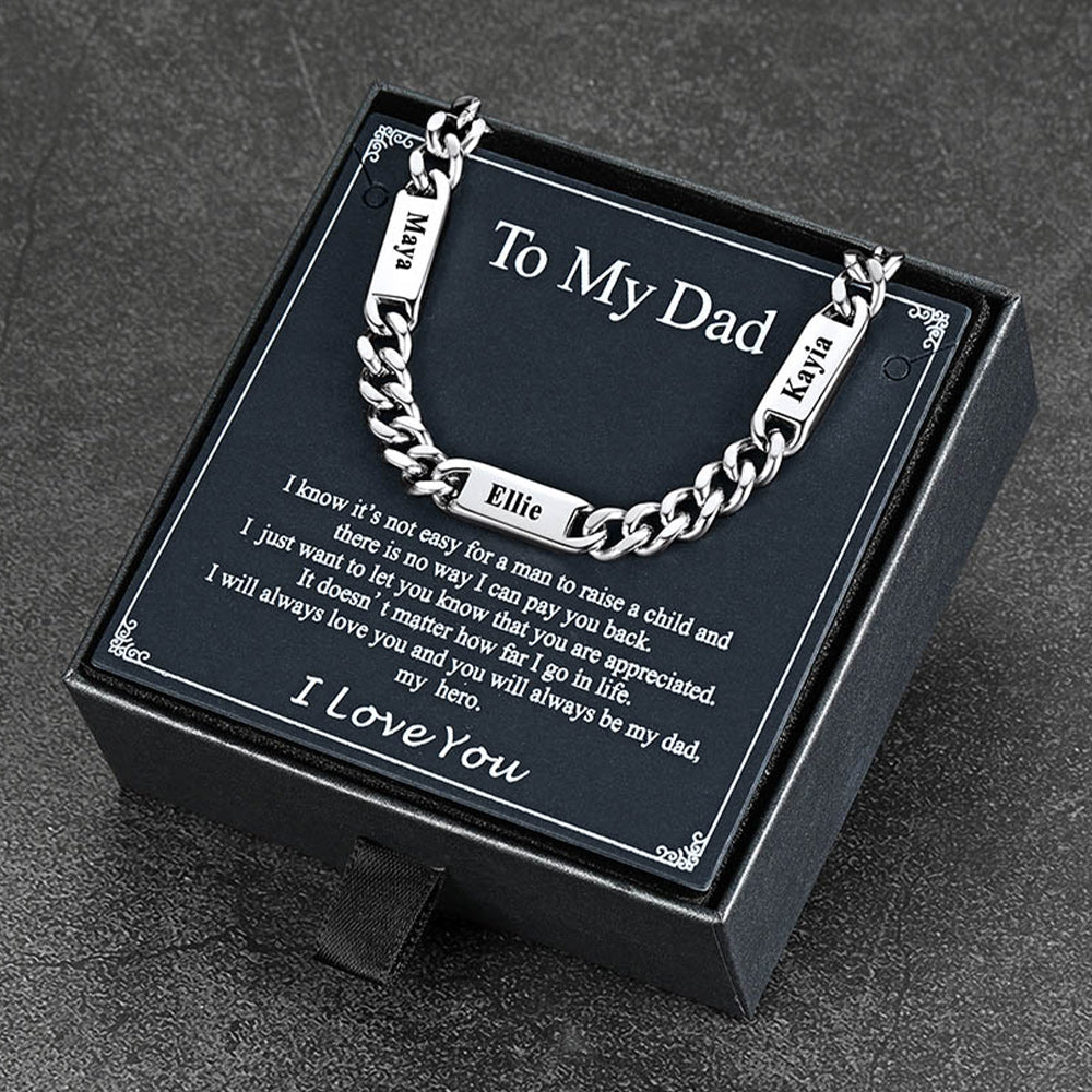 To My Dad Engraved Name Chain Necklace