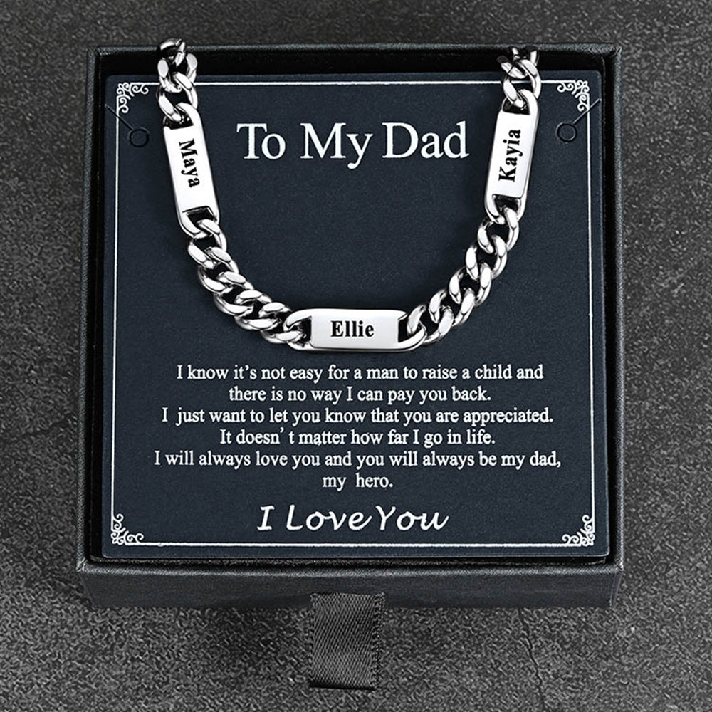To My Dad Engraved Name Chain Necklace