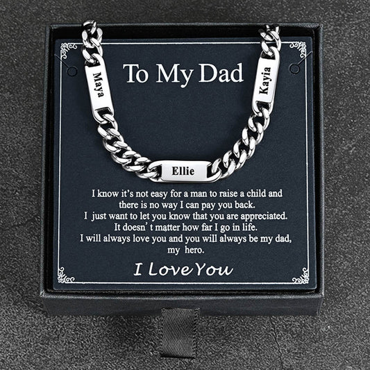 To My Dad Engraved Name Chain Necklaceimg