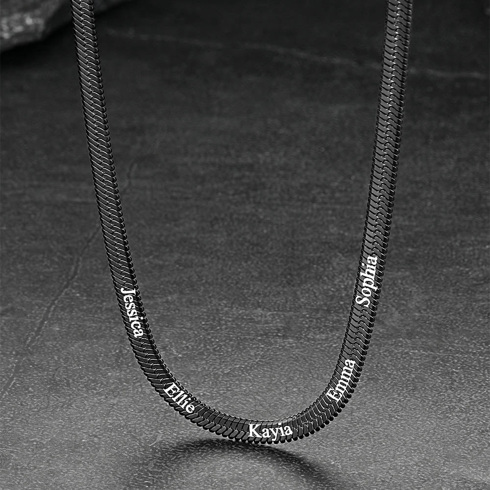 Black stainless steel engraved name choker necklace