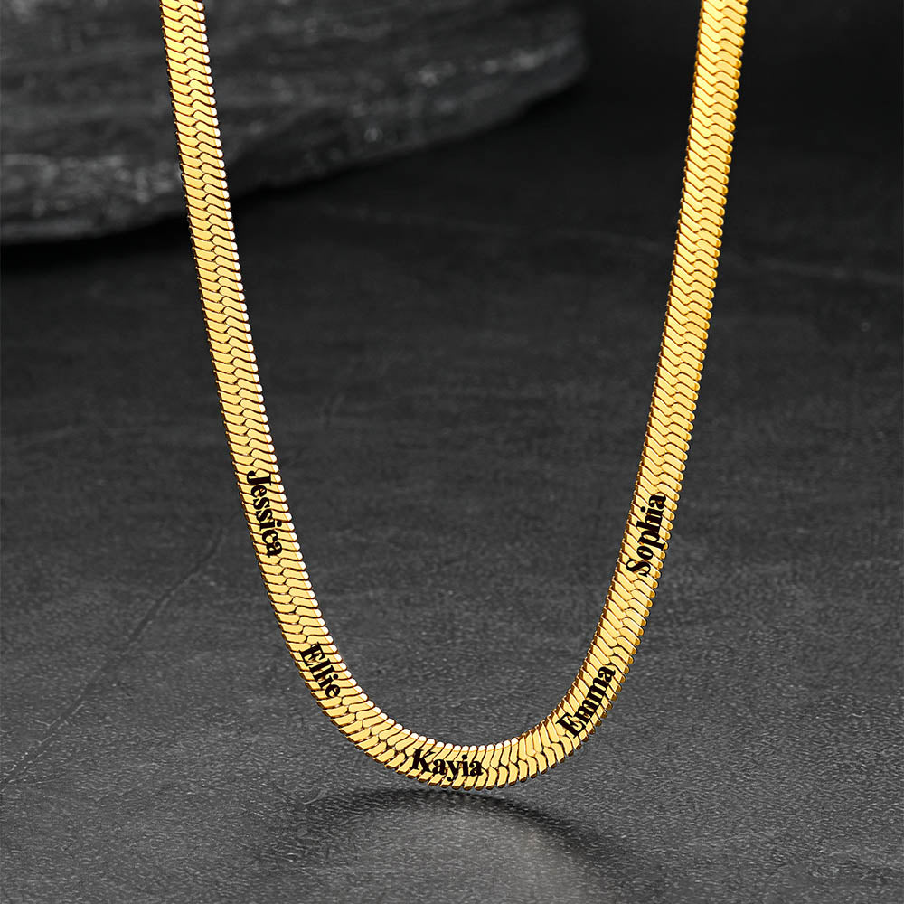 Customized Engraved 1-5 Name Snake Chain Choker Necklace