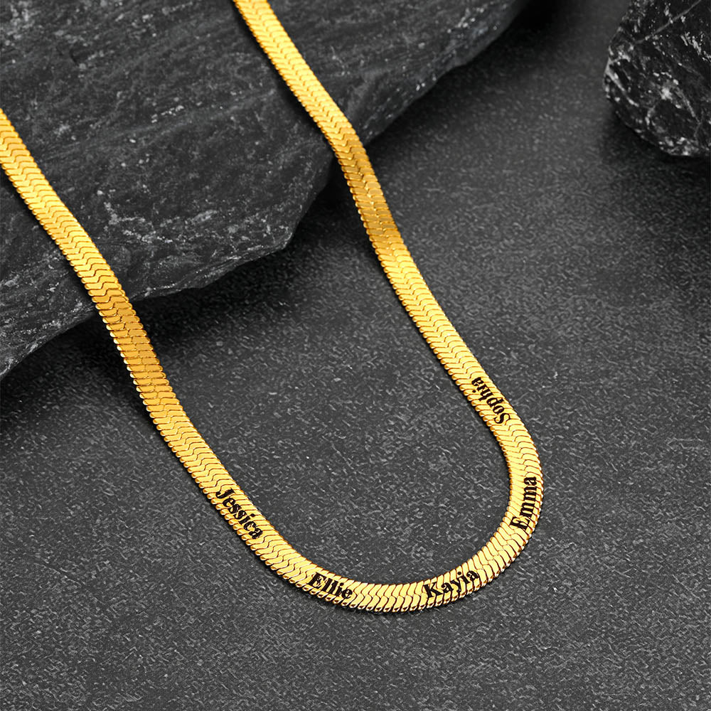 Customized Engraved 1-5 Name Snake Chain Choker Necklace
